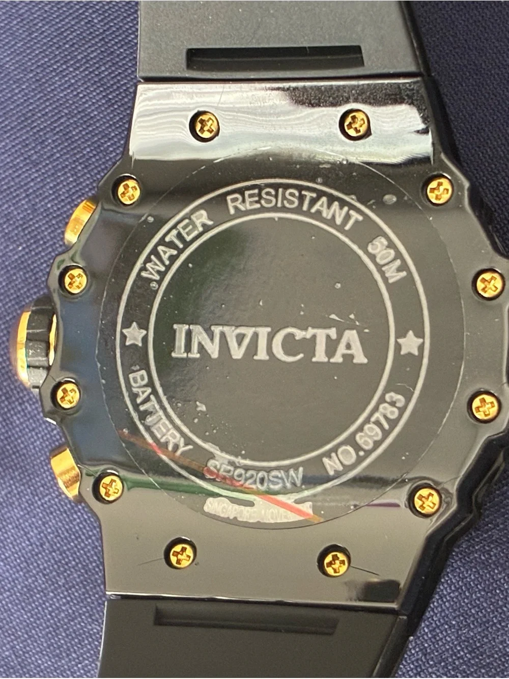 Men's Black and Gold Chronograph Watch - Invicta